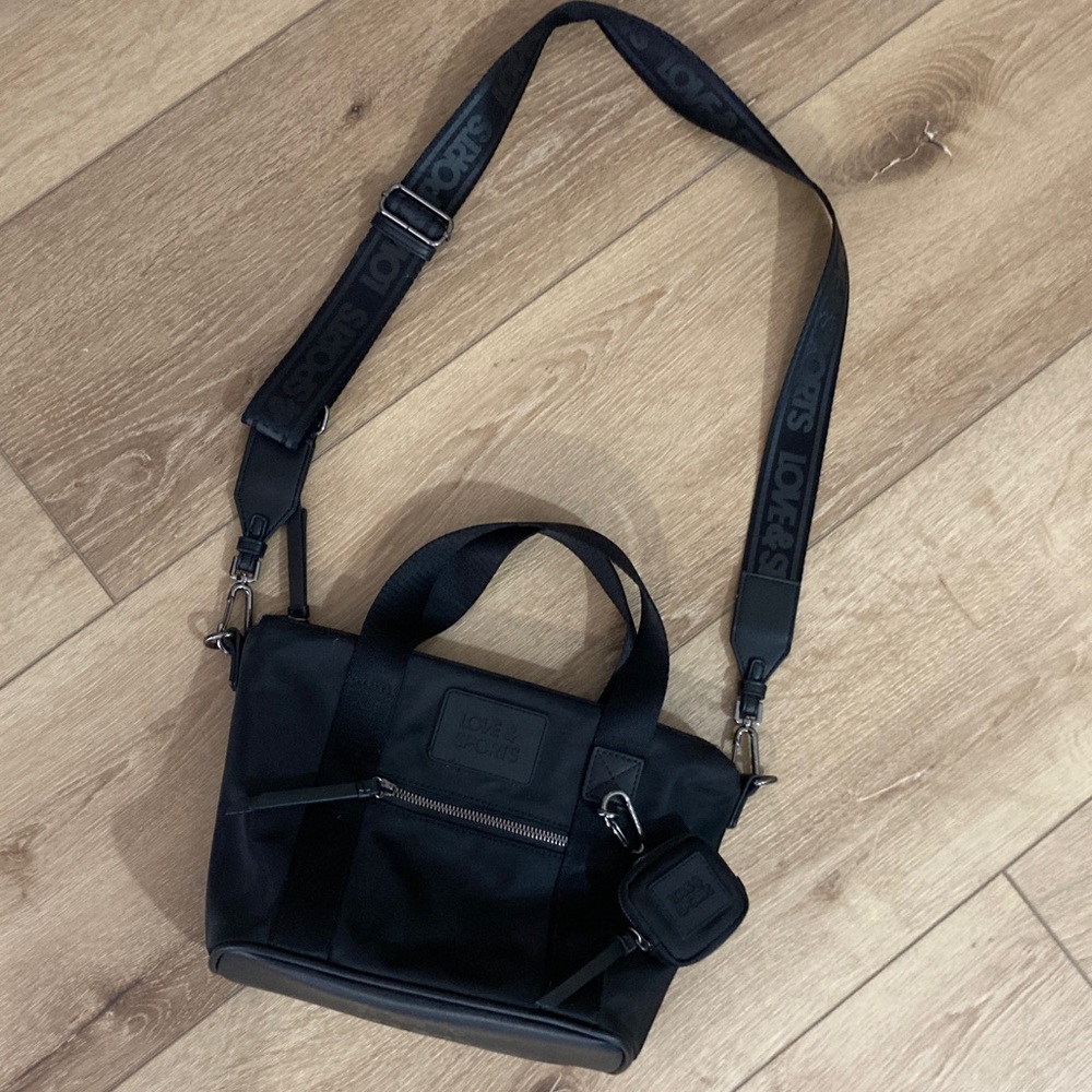 Love & Sports black nylon lightweight crossbody handbag bag